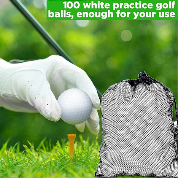 100 stk. Golføvelsesbolde Hul Golfbold Træningsgolfbolde med Mesh Snørepose til Opbevaring til Træning - Perfekt
