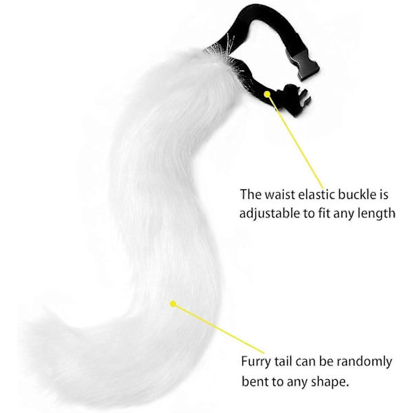 Konstgjord Pälsräv Svans Katt Varulv Cosplay Kostym Set Plysch Mask Fluffiga Tassar Handskar Halloween Jul-Perfekt White