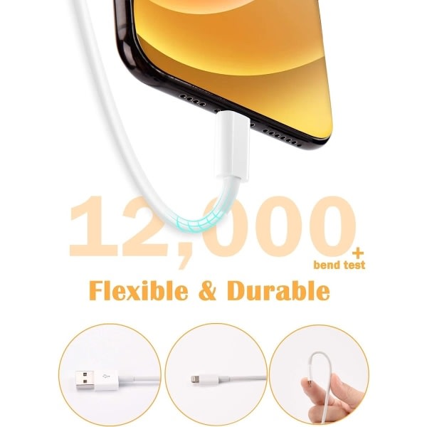 4-pack [Apple MFi-certifierad] Apple Laddningskabel 6 fot iPhone Laddare Blixtsnabb iPhone Laddningskabel för iPhone - Perfet