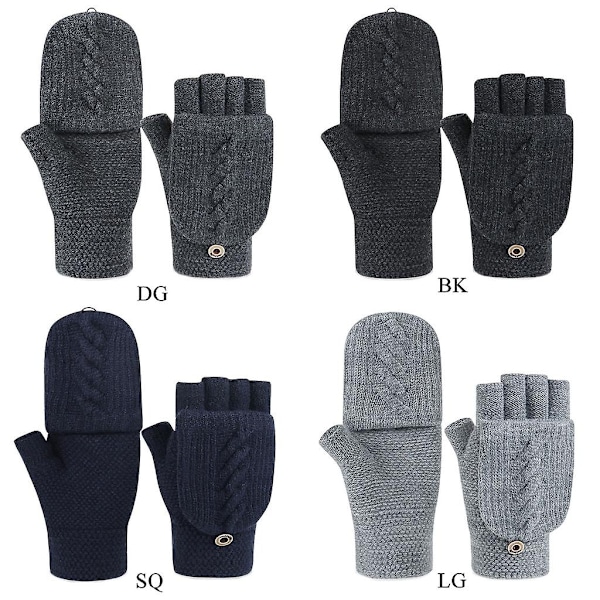 Fingerlösa Vinterhandskar med Vändbar Design för Pekskärm - Ullstickade, Bytbara - Perfekt Shangqing