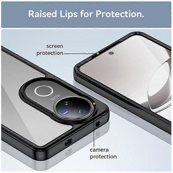 Kompatibel med vivo V50 5G Skal TPU + Akryl Skyddande Transparent Mobilskal - Perfekt Black
