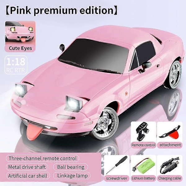 1/18 Modell 2.4G 2WD ESP Gyro Full Size Kontrollmodell RC Driftbil - Perfekt Light Pink 150X50CM