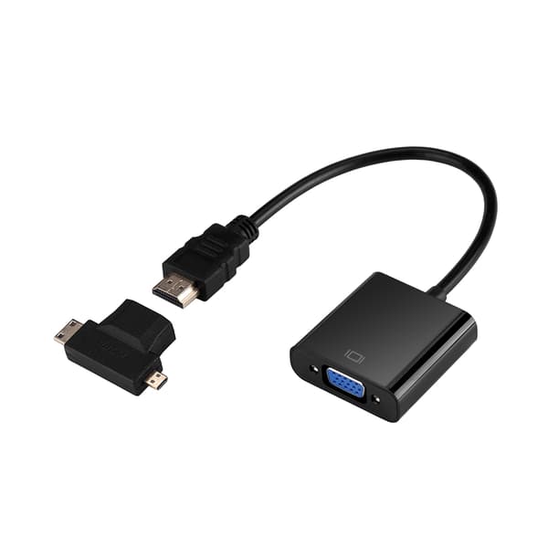 HDMI till VGA-adapter, T-typ Micro Mini HDMI-kontakt, för digitalboxar (PS4, Xbox 360), svart