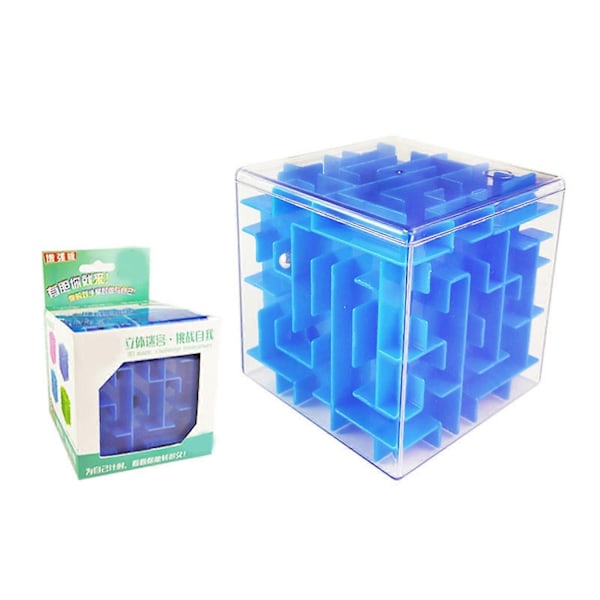 3D Labyrint Kub Brainstorm Leksaker, Labyrint Pussel Box Mind Pussel Labyrint Pussel Pedagogiska Leksaker för Studenter Tonåringar Vuxna Intelligens Träningsleksaker - Perfekt blue L-9.5cm