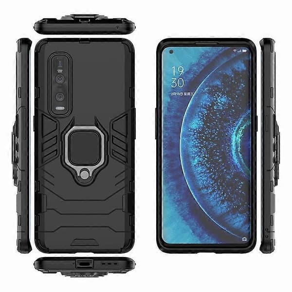Med Cool Guard Ring Holder Støtte PC+TPU Deksel Kompatibelt med Oppo Find X2 Pro-Perfekt