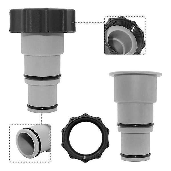 2 stk. udskiftningsslangeadapter til overjordisk swimmingpool, 1,5 til 1,25 tommer slangeadapter til Thr-Perfet