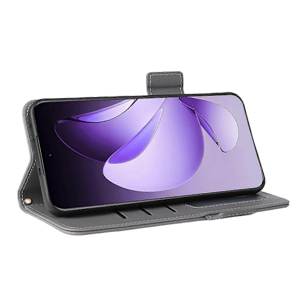 Kompatibelt med Oppo Reno13 Pro 5G Skal med Handledsrem Litchi Textur PU Läder Plånboksfodral - Perfekt Grey