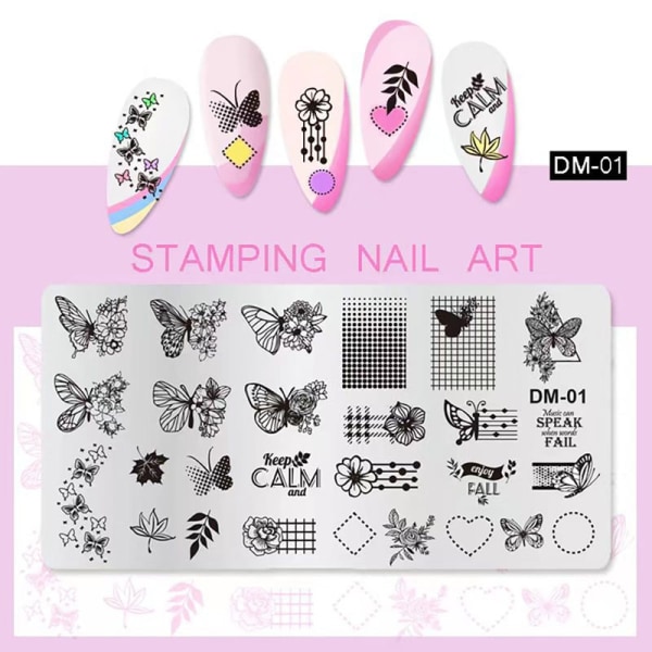 Neglestempling Plader Udskrivning Stencil Manicure Art Stamp Temp - Perfet DM1