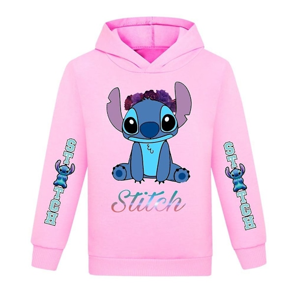 Barn Flickor Pojkar Lilo och Stitch Tryckta Hoodies Casual Sweatshirt Långärmad Pullover Hooded Tops-Perfet Pink 9-10 Years