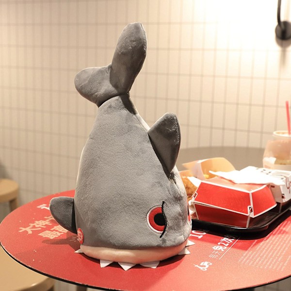 Plush Rolig Kostymhatt Elektrisk Svingande Rörlig Rostad Kalkonhaj Julhatt för Rollspel Klä upp sig Fest-Perfekt Shark Hat Electric