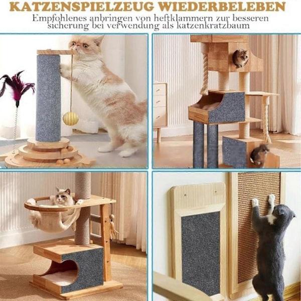 Justerbar Klorematte for Katter med Selvklebende Teppeplate for Møbelbeskyttelse og Hjemmedekorasjon - Svart S-Perfekt Gray L