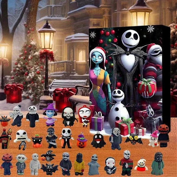 Halloween Nedtelling Adventskalender 2024, Mareritt Før Jul Adventskalender Blindboks, Skumle Dukke Horrorfigurer Gaver til Barn-Perfekt B