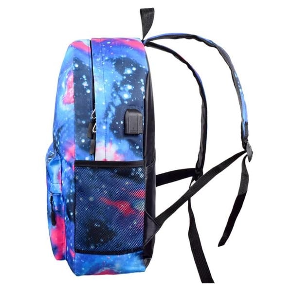 Fortnite rygsæk - Vandtæt skoletaske med USB og hovedtelefonstik - Perfet blue