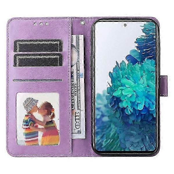 Kompatibel med Galaxy S20 FE / S20 FE 5G / S20 Lite Solros PU Läder Magnetiskt Plånboksfodral med Ställ - Perfekt Purple