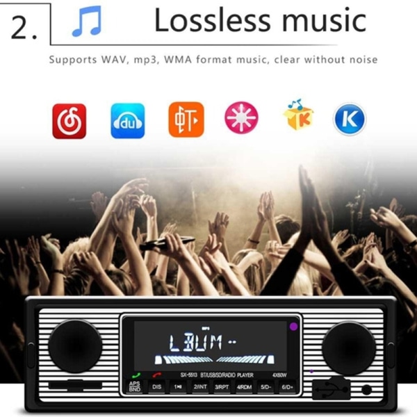 Bluetooth Retro Bilradio MP3-spiller Stereo USB AUX Classic - Perfet