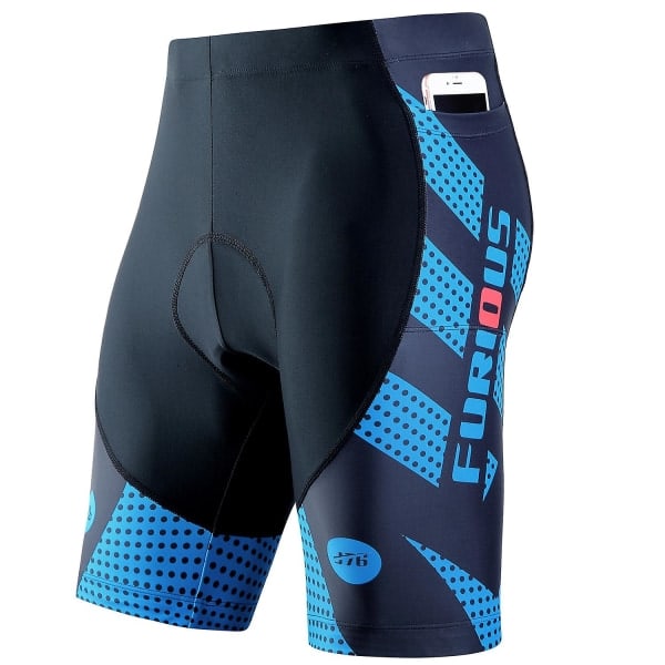 Cykeltights herr 3D-vadderade snabbtorkande halvlånga byxor XL blå - Perfet