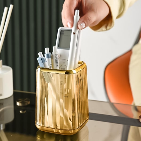 Sminkebørsteholder, Kosmetisk sminkebørsteholder til skrivebord Transparent white