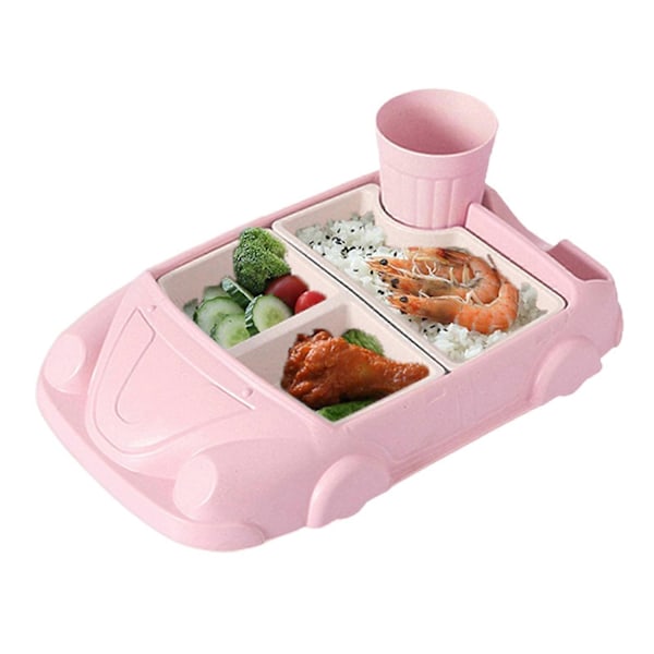 1 Sett Middagstallerken Tegneseriedesign Rom Inndelt Matkontaktkvalitet Avtakbar Grønnsaksrett Fruktdessert Spisebrett Daglig Bruk-Perfekt Pink