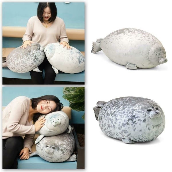 Angry Seal Pillow Plys Seal Animal Toy Seal Pillow -1 - Perfet Grey 40CM