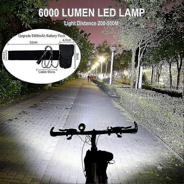 Cykellys, 6000 Lumen 5 LED Cykellygte, Vandtæt Mountainbike Forlygte med Genopladelig - Perfekt