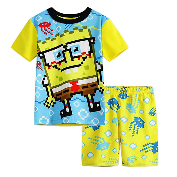 Spongebob Squarepants/Shaun The Sheep Lasten Poikien ja Tyttöjen Kesäpyjamat Lyhythihainen T-paita ja Shortsit - Uniasu 4-7 Vuotta - Täydellinen Spongebob Squarepants 4 Years