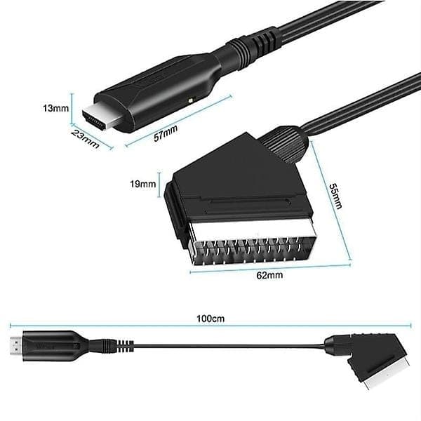 SCART til HDMI konverter, alt-i-én SCART til HDMI adapter, 1080P