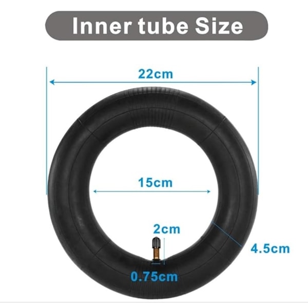 8,5 tums inner tube Xiaomi (M365, Pro, 1S, Pro, Essential) svart - Perfekt Black Svart