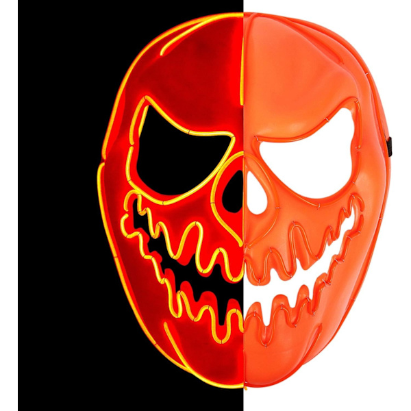 Halloween maske, LED maske med 3 flash modes græskar maske - Perfet