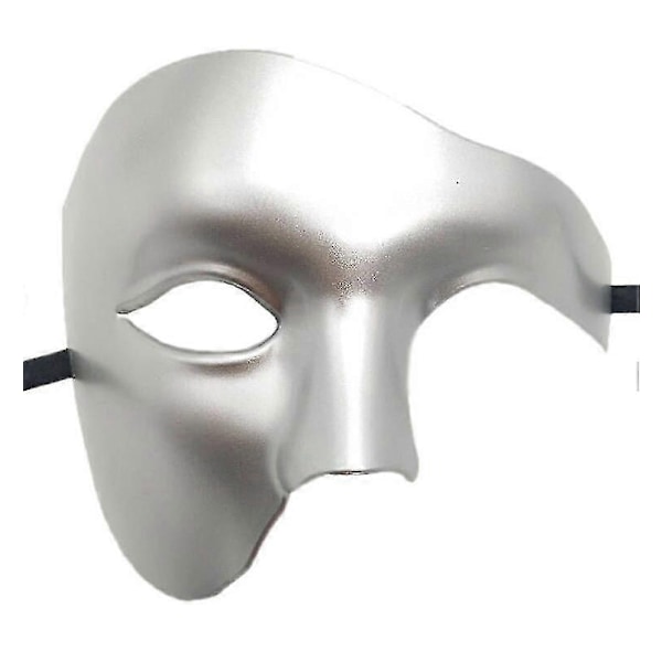 Herre Maske Phantom Of The Opera Halv Maskerade Maske - Perfekt Silver