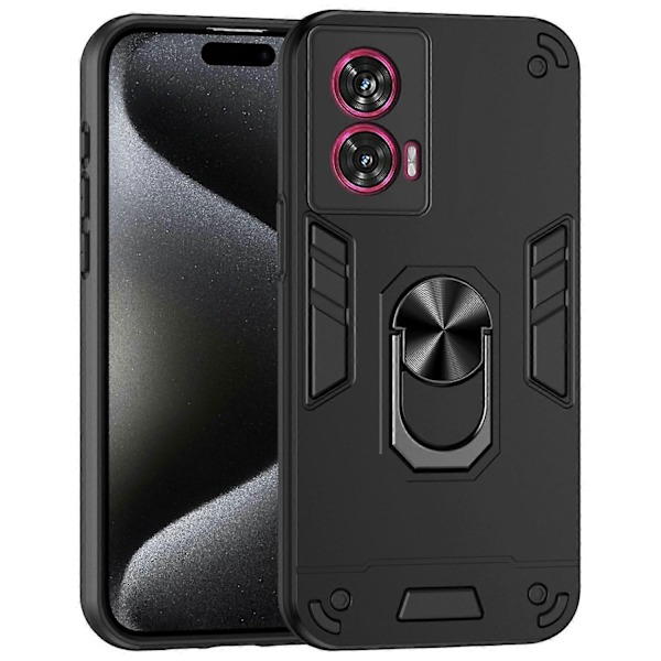 Kompatibel med Motorola Edge 50 Fusion 5G Skal PC+TPU Fallskydd Telefonfodral med Ringstativ - Perfekt Style A