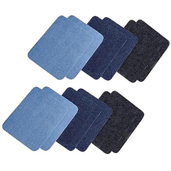12 stk. Denim Stoff Lappesett DIY Klesplagg Tilbehør - Perfekt