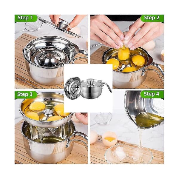 Eggeplommeseparator i rustfritt stål, kan separere flere egg, for Kitch-Perfet
