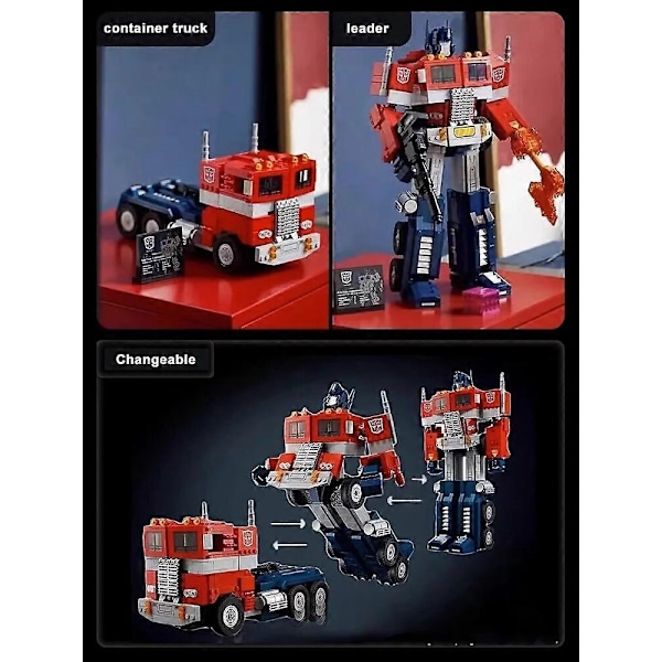 1508 Deler Robotbil leker Optimus Prime Byggeklosser 10302 Lastebil Transformert Autobot Deformasjon Filmer Gave til Barn-Perfekt