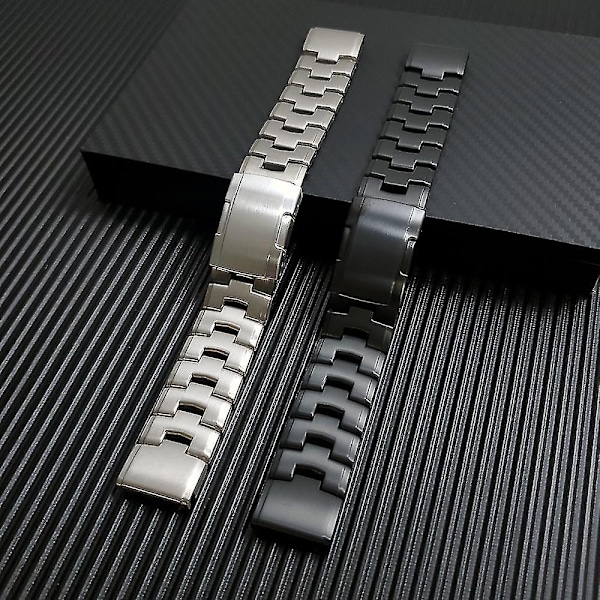 Hurtigmontert Titan + Rustfritt Stål Rem for Garmin Fenix 7x 7/6 6x Pro 5x Plus Rem Marq/enduro Belte Armbånd - Svart - Perfet Black For Fenix 6 Pro