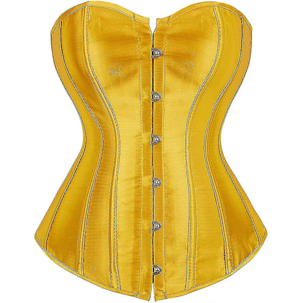 Kvinners Bustier Korsett Topp Sexy Lingerisett Svart Satin Midje Cincher-Perfet Turmeric 4x-large