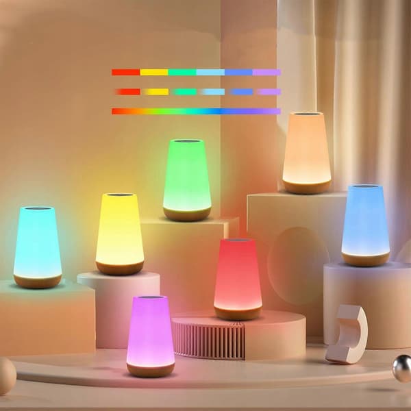 Led Natlampe, berøringsfølsom, dæmpbar, 8 farver - Perfekt