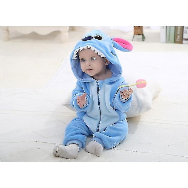 Unisex Baby Animal Kostyme Vinter Høst Flanell Hette Cosplay Jumpsuit-Perfekt Stitch 100