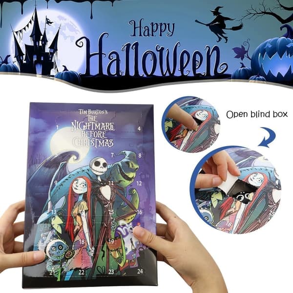 24-dagars Halloween adventskalender, nyckelring, julgransdekoration present - Perfet A