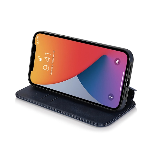 Kompatibel med iPhone 13 Mini Etui Læder Wallet Flip Telefon Etui - Perfekt Blue