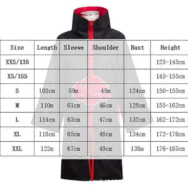 Harajuku Cosplay Uchiha Itachi Cosplay Kostume Pandebånd Halskæde Ring Kunai Deida Rafei Halloween Kostume Drenge og Piger Smerte Kappe - Perfekt Konan XXL