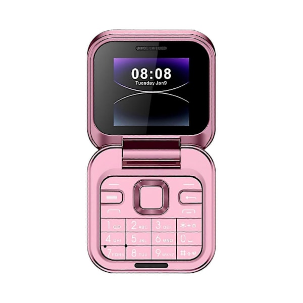 2024 Ny Mini Klappmobiltelefon 2 SIM-kort Liten Skjerm Foldbar Mobiltelefon Ulåst Klapptelefon 2G Klappmobiltelefon for Eldre - Perfekt Pink