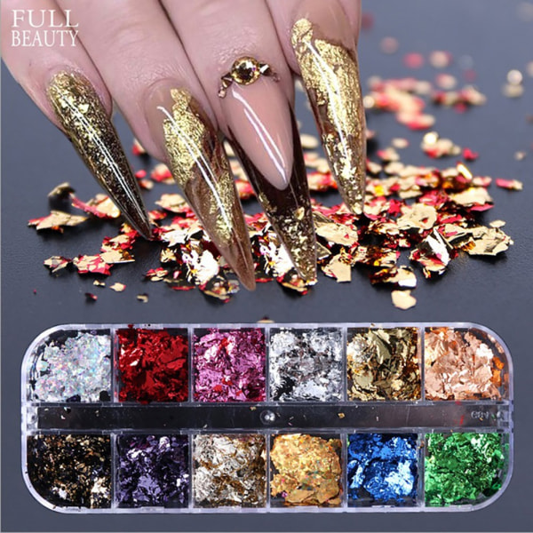 8g Nail Art Glitters Snowflake Paljetter Rainbow Laser Nail CBH