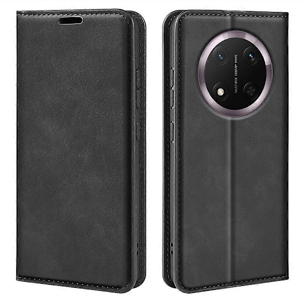 Honor Magic7 Lite 5G / X9c 5G Kotelo, ihonmyötäinen nahkalompakko puhelinkotelo - Täydellinen Black
