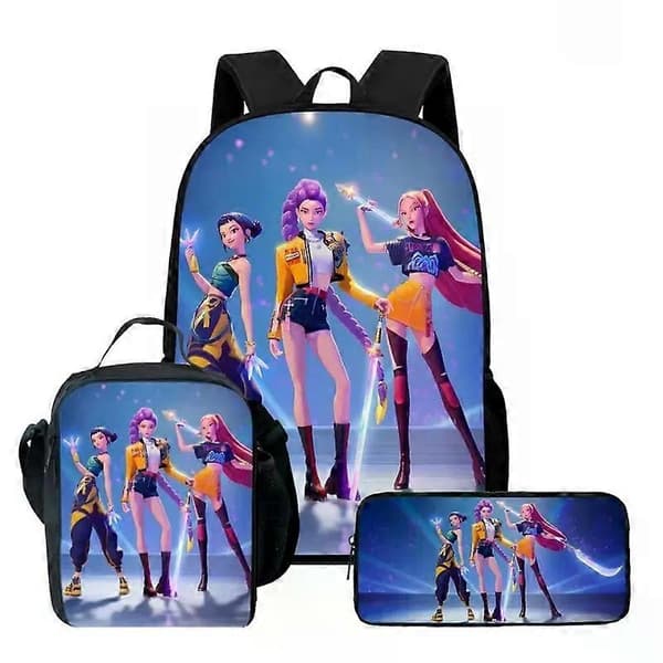 Kpop Devil Hunter Ryggsekk Skulderveske Matboks Penal Skolesekk-Perfet B