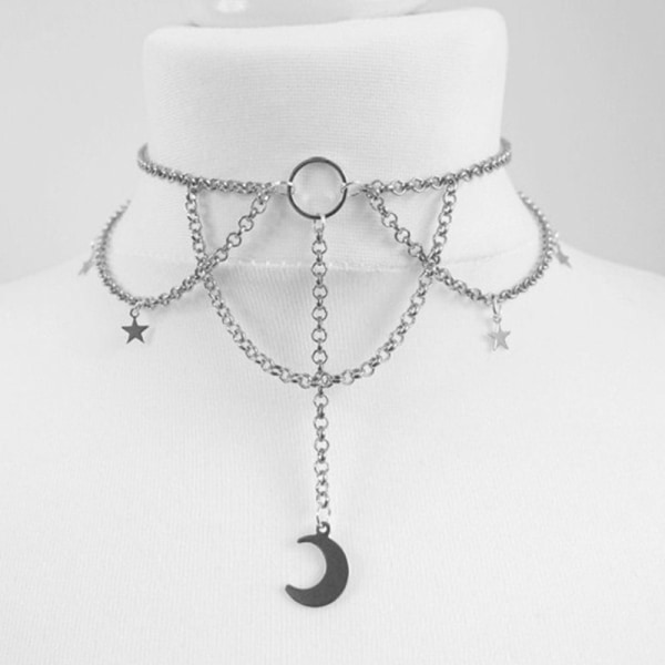 gotisk sammetssvart halsband för kvinnor Mode Moon Pagan Jewel - Perfet A2