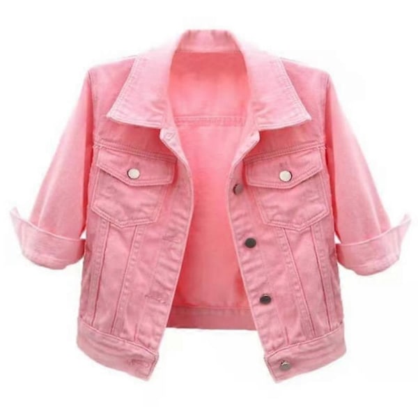 Vårförsommar Kort Kavaj Dam Ytterkläder Howdfeo Denimjacka Rosa Jeansjackor Casual Kvinnor Lila Gul Vit Lös Toppar-Perfet Lavender M