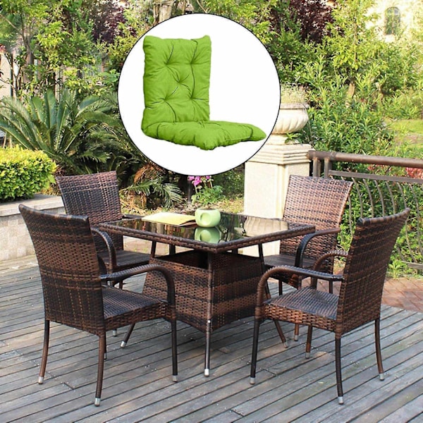 Hög Rygg Tuftad Dynersättning för Ute- och Inomhusbruk, Sittdynor för Uteplats - Perfet Green