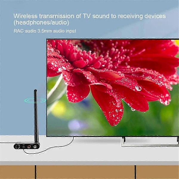 Trådløs Audio Transmitter Receiver 50M 2.4G Trådløs Audio Adapter med 3.5mm R/L RCA til TV Boks D-Perfet