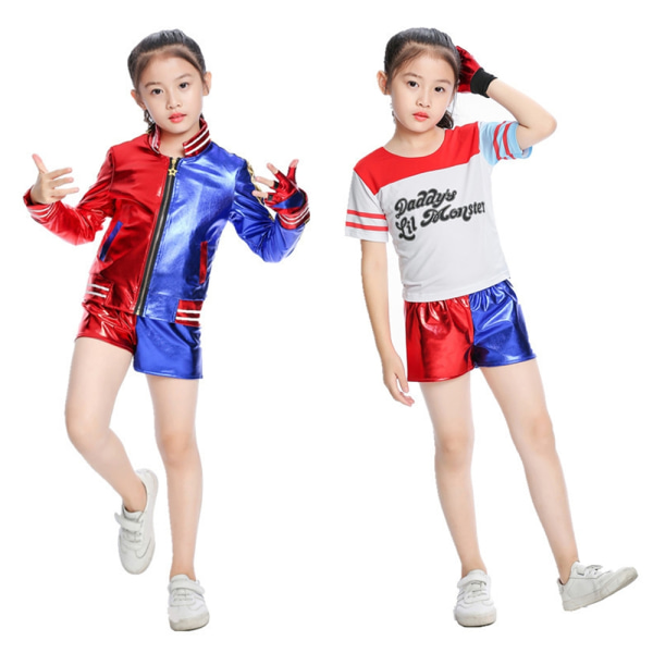 Halloween cosplay kostumer Frakke T-shirt Shorts Handsker komplet sæt 130cm 110cm