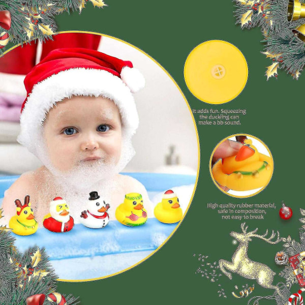 Christmas Gummi Duck 20 stk Mini Ducking Toy Gutter Jenter Float Bath Julepynt gave til Ducking - Perfet